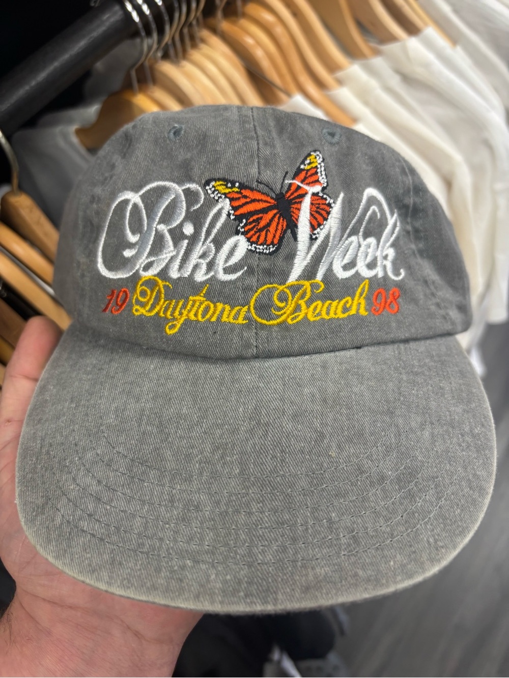 Vintage 1998 Daytona Beach Bike Week embroidered  orange butterfly OS Deadstock